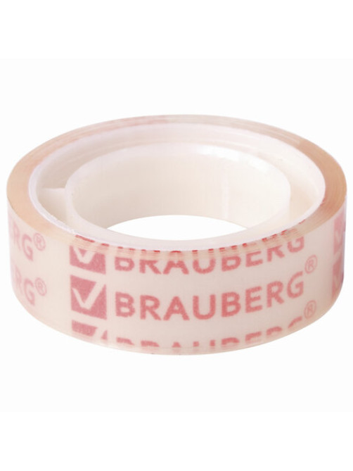 Клейкие ленты 12 мм х 10 м канцелярские BRAUBERG, комплект 12 шт., прозрачные, гарантированная длина, 223122