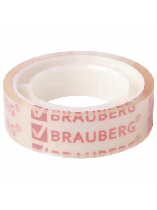 Клейкие ленты 12 мм х 10 м канцелярские BRAUBERG, комплект 12 шт., прозрачные, гарантированная длина, 223122