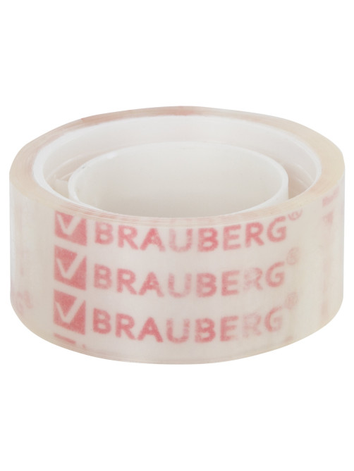 Клейкие ленты 19 мм х 10 м канцелярские BRAUBERG, комплект 12 шт., прозрачные, 223124