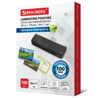 Пленки-заготовки для ламинирования МАЛОГО ФОРМАТА (80х111 мм), КОМПЛЕКТ 100 шт., 100 мкм, BRAUBERG, 530902