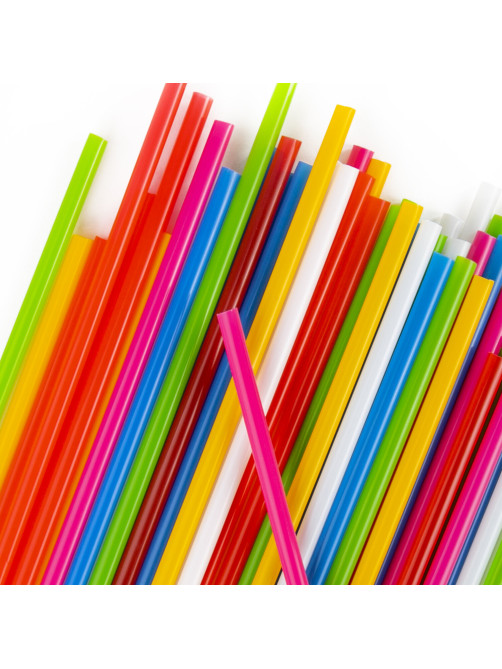 Трубочки для коктейлей прямые, пластиковые, 8 х 240 мм, цветные, КОМПЛЕКТ 250 штук, LAIMA, 608357