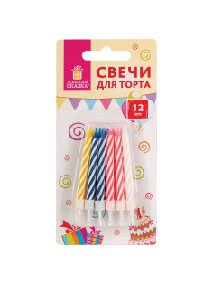 Набор свечей для торта 12 шт., 6 см, с держателями, ЗОЛОТАЯ СКАЗКА, в блистере, 591446