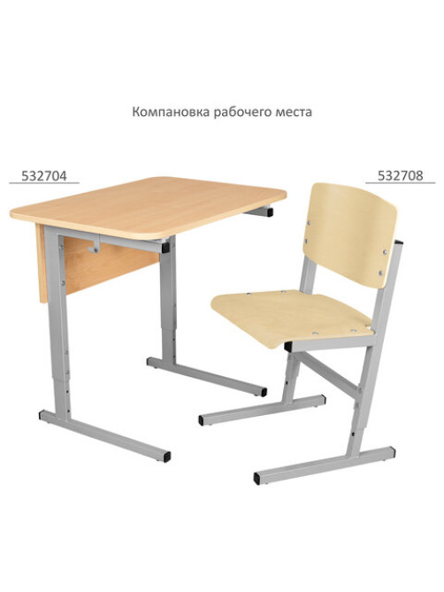 Стол-парта 2-местный регулируемый СУТ.55, 1200х500х640-780 мм, рост 4-6, серый каркас, ЛДСП клён