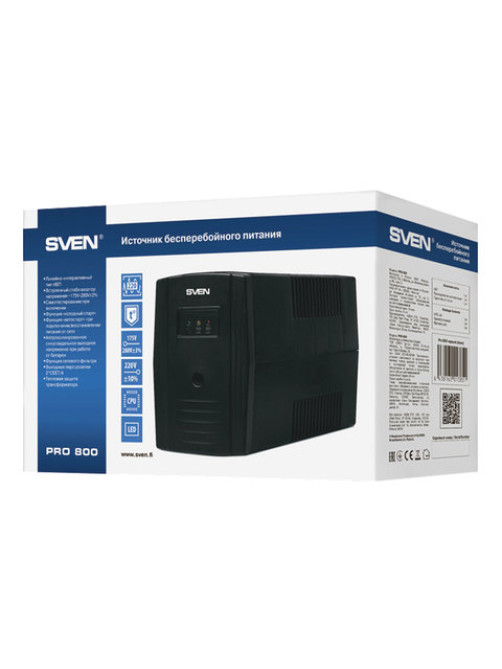 Источник бесперебойного питания SVEN Pro 800, 800VA (480W), 2 евророзетки, SV-013851