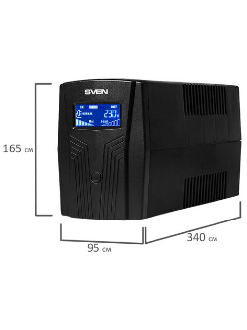 Источник бесперебойного питания SVEN Pro 650, 650VA (390W), 2 евророзетки, 2 розетки RJ45, SV-013844