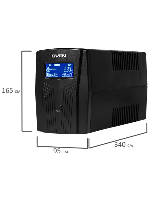 Источник бесперебойного питания SVEN Pro 650, 650VA (390W), 2 евророзетки, 2 розетки RJ45, SV-013844