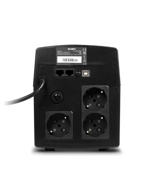 Источник бесперебойного питания SVEN Pro 1500, 1500VA (900W), 3 евророзетки, 2 розетки RJ45, SV-013875