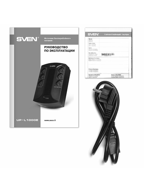 Источник бесперебойного питания SVEN UP-L1000E, 510VA (290 W), 6 евророзеток, SV-016593