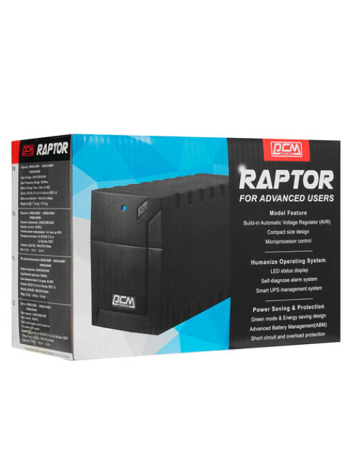 Источник бесперебойного питания POWERCOM Raptor RPT-600A EURO, 600 VA (360W), 3 евророзетки, 657704