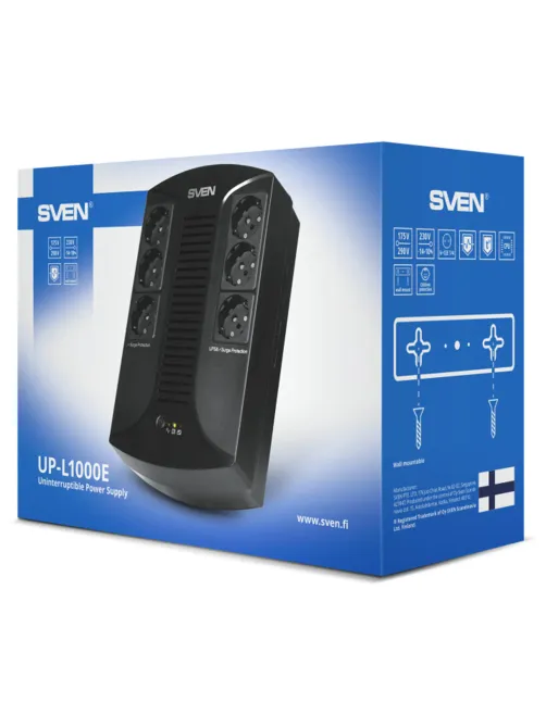 Источник бесперебойного питания SVEN UP-L1000E, 510VA (290 W), 6 евророзеток, SV-016593