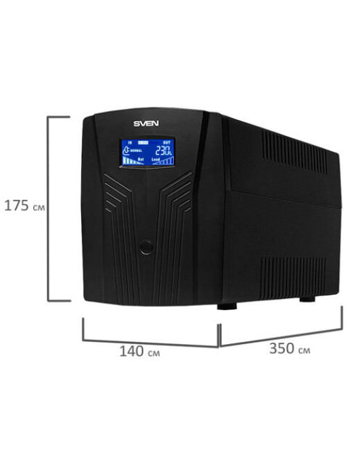 Источник бесперебойного питания SVEN Pro 1500, 1500VA (900W), 3 евророзетки, 2 розетки RJ45, SV-013875