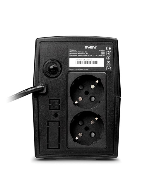 Источник бесперебойного питания SVEN Pro 600, 600VA (360W), 2 евророзетки, SV-013837