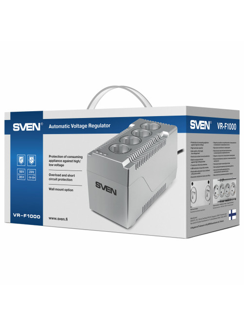 Стабилизатор SVEN VR-F1000, 320 Вт, 184-285 В, 4 евророзетки, SV-018818