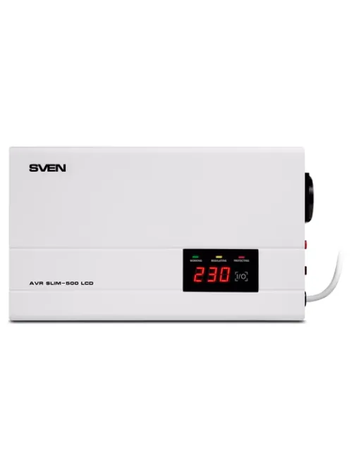 Стабилизатор SVEN SLIM-500 LCD, 400 Вт, 140-260 В, 1 евророзетка, настенное крепление, SV-012809