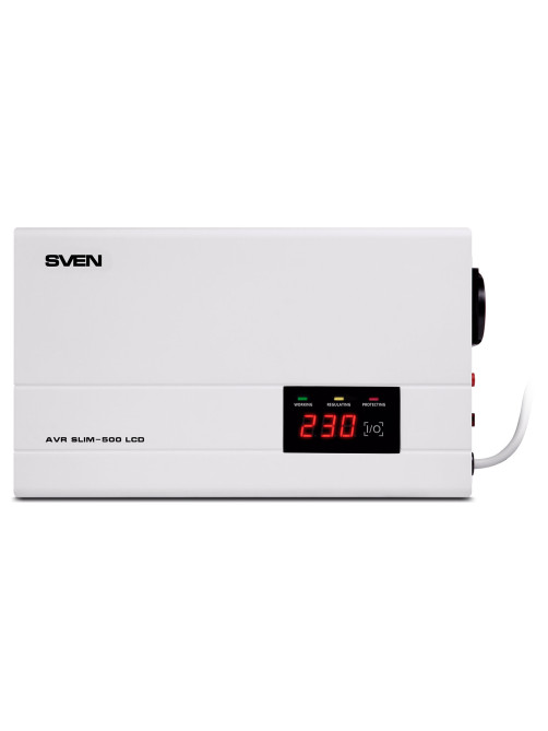 Стабилизатор SVEN SLIM-500 LCD, 400 Вт, 140-260 В, 1 евророзетка, настенное крепление, SV-012809