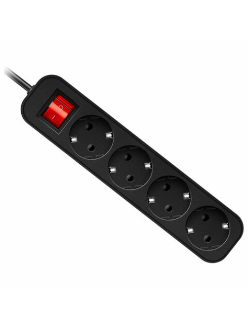 Удлинитель сетевой DEFENDER G450, 4 розетки, c заземлением, выключатель, 10А, длина 5 м, черный, 99339