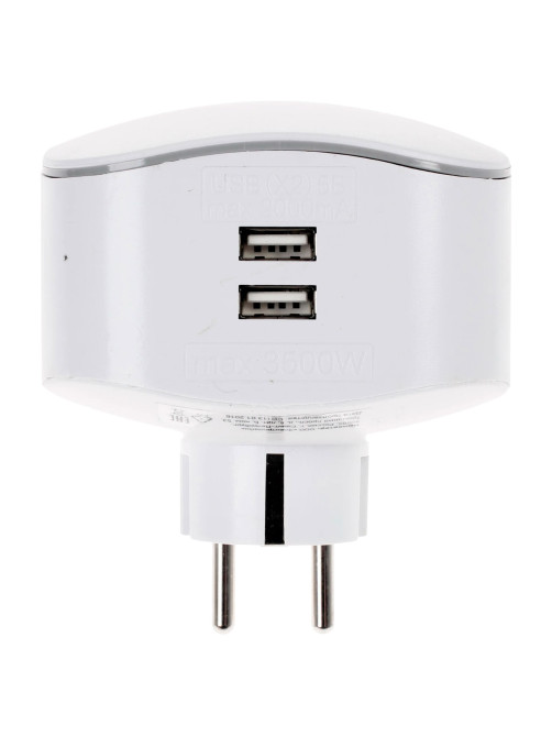 Сетевой разветвитель ЭРА SP-3e 3 розетки + 2 USB, с заземлением, со шторками, 16 А, белый, SP-3e-USB-2A