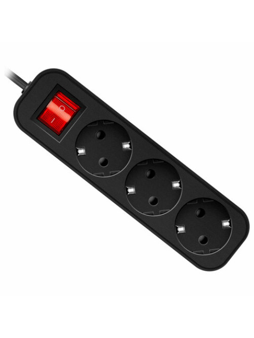 Удлинитель сетевой DEFENDER G330, 3 розетки, c заземлением, выключатель, 10А, длина 3 м, черный, 99334
