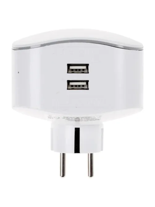Сетевой разветвитель ЭРА SP-3e 3 розетки + 2 USB, с заземлением, со шторками, 16 А, белый, SP-3e-USB-2A