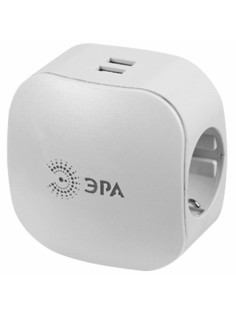 Сетевой разветвитель ЭРА SP-3e 3 розетки + 2 USB, с заземлением, со шторками, 16 А, белый, SP-3e-USB-2A