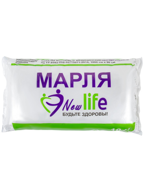 Марля медицинская отбеленная NEW LIFE отрез 0,9х10 м, плотность 36 (±2) г/м2, 94263