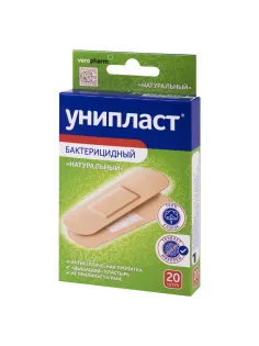Набор лейкопластырей бактерицидных 20 шт., УНИПЛАСТ, 1,9х7,2 см, натуральные, 20024374