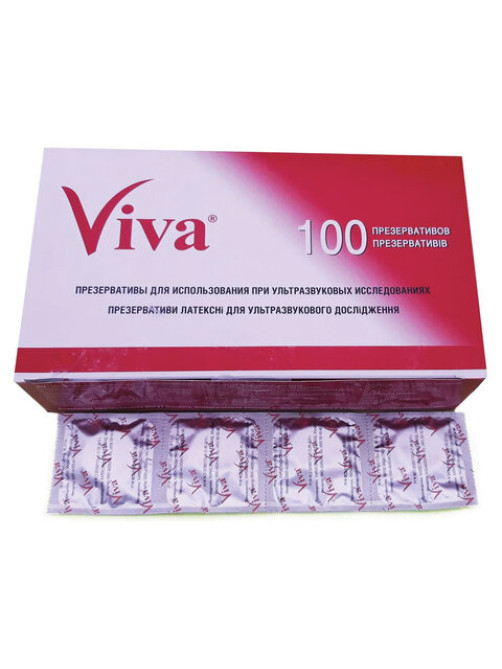 Презервативы для УЗИ VIVA, комплект 100 шт., без накопителя, гладкие, без смазки, 210х28 мм, 108020021