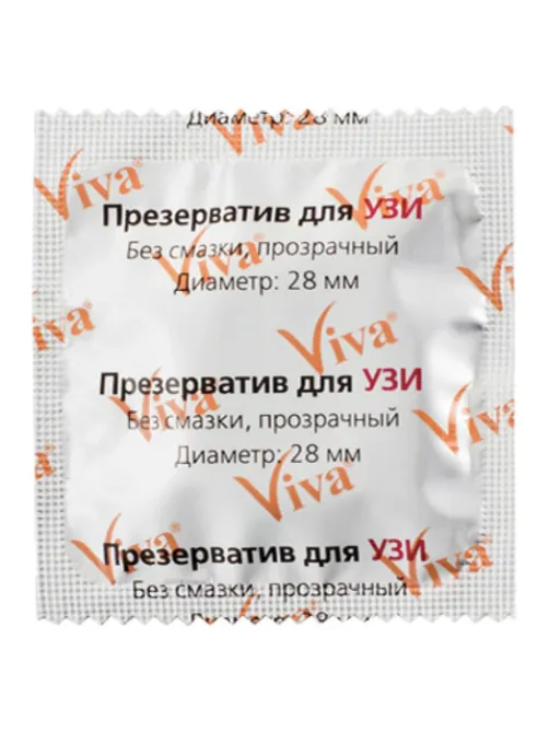 Презервативы для УЗИ VIVA, комплект 100 шт., без накопителя, гладкие, без смазки, 210х28 мм, 108020021