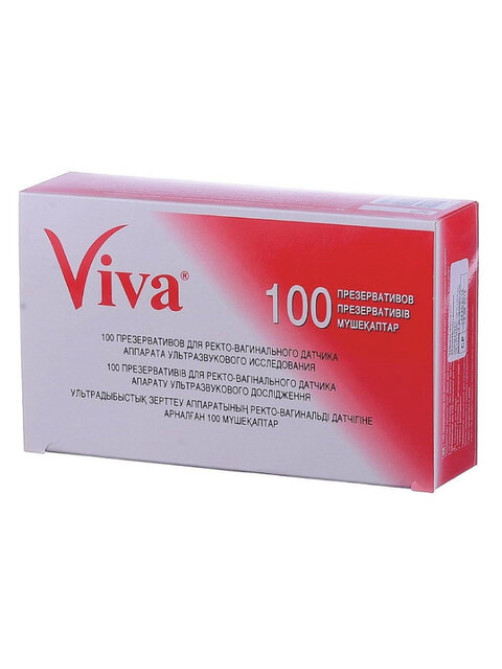Презервативы для УЗИ VIVA, комплект 100 шт., без накопителя, гладкие, без смазки, 210х28 мм, 108020021