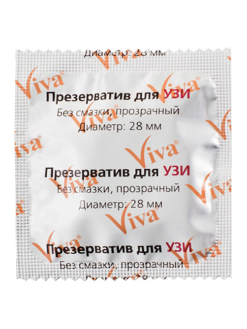 Презервативы для УЗИ VIVA, комплект 100 шт., без накопителя, гладкие, без смазки, 210х28 мм, 108020021