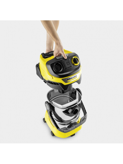 Пылесос хозяйственный KARCHER WD 6 PS, мусоросборник 30 л, мощность 1300 Вт, желтый, 1.628-360.0