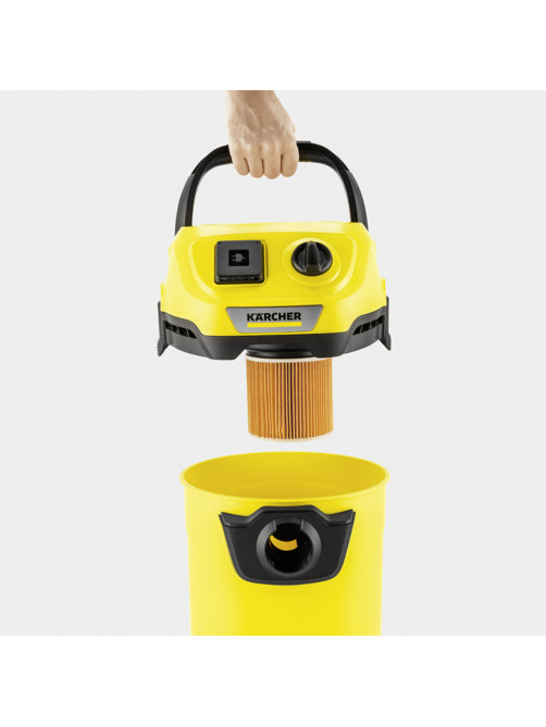 Пылесос хозяйственный KARCHER WD 3 P, мусоросборник 17 л, мощность 1000 Вт, желтый, 1.628-170.0
