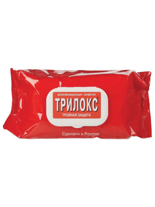 Дезинфицирующие салфетки для обработки любых поверхностей 120 шт., ТРИЛОКС, клапан-крышка, ДСТ-120