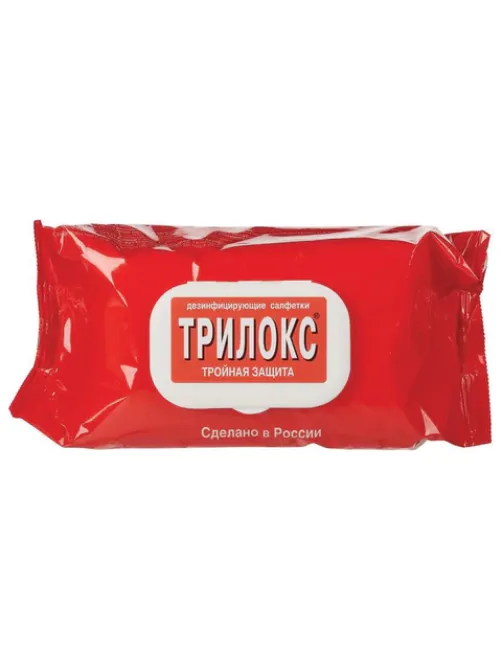 Дезинфицирующие салфетки для обработки любых поверхностей 120 шт., ТРИЛОКС, клапан-крышка, ДСТ-120