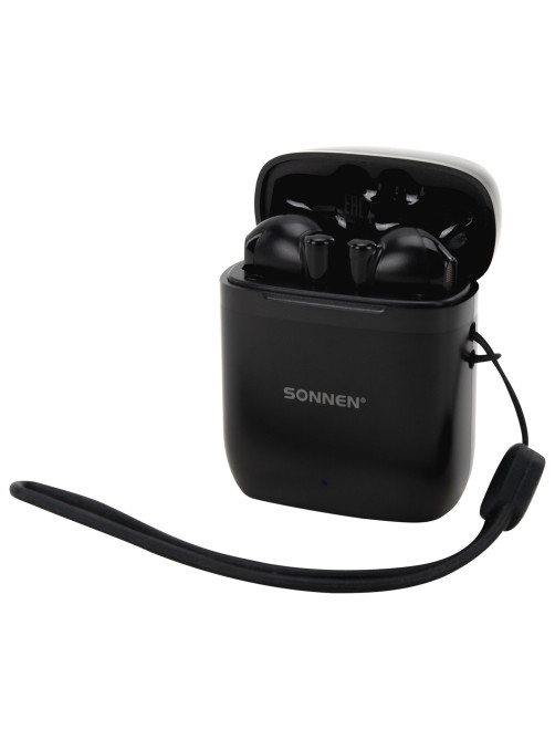 Наушники беспроводные TWS вкладыши с микрофоном, SONNEN EP-BH10B, Bluetooth 5.3, черные, 514122