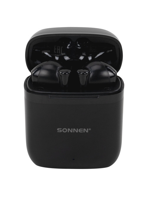 Наушники беспроводные TWS вкладыши с микрофоном, SONNEN EP-BH10B, Bluetooth 5.3, черные, 514122