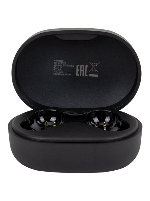 Наушники беспроводные TWS внутриканальные с микрофоном, SONNEN EP-BH25B, Bluetooth 5.3, черные, 514125