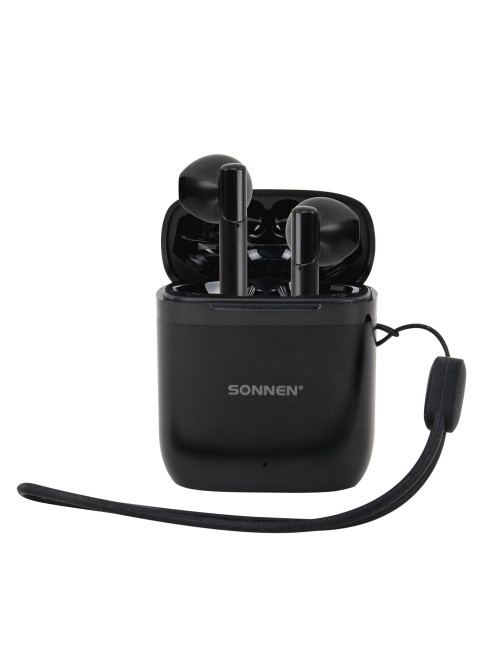 Наушники беспроводные TWS вкладыши с микрофоном, SONNEN EP-BH10B, Bluetooth 5.3, черные, 514122