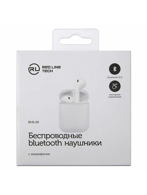 Наушники с микрофоном (гарнитура) RED LINE BHS - 29, Bluetooth, беспроводные, белые, УТ000023018