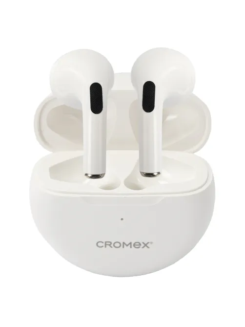 Наушники беспроводные TWS вкладыши с микрофоном CROMEX (КРОМЕКС) EP-T28W, Bluetooth 5.4, белые, 514121