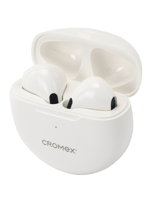Наушники беспроводные TWS вкладыши с микрофоном CROMEX (КРОМЕКС) EP-T28W, Bluetooth 5.4, белые, 514121