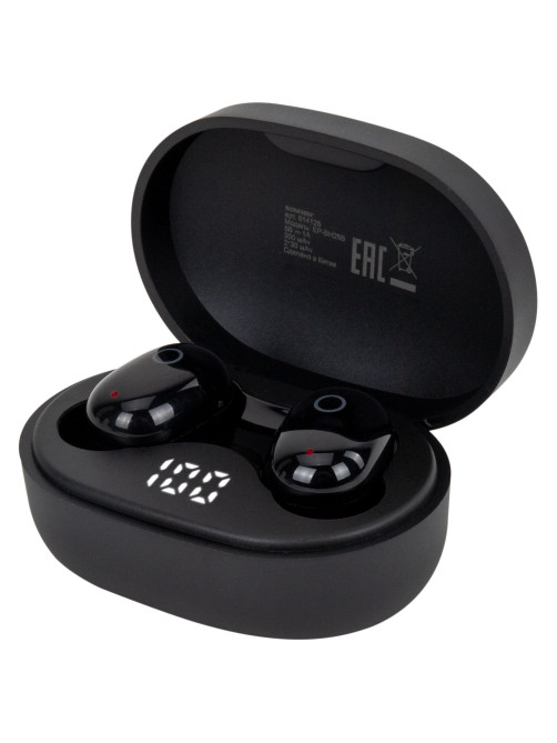 Наушники беспроводные TWS внутриканальные с микрофоном, SONNEN EP-BH25B, Bluetooth 5.3, черные, 514125