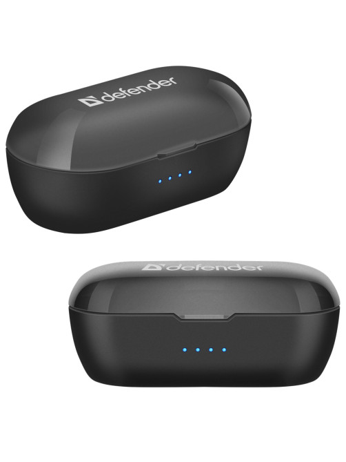 Наушники с микрофоном (гарнитура) DEFENDER TWINS 638, Bluetooth, беспроводные, черные, 63638