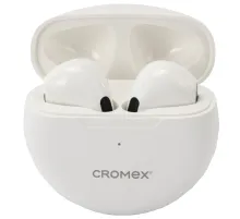 Наушники беспроводные TWS вкладыши с микрофоном CROMEX (КРОМЕКС) EP-T28W, Bluetooth 5.4, белые, 514121