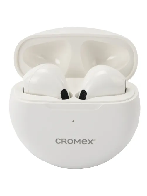 Наушники беспроводные TWS вкладыши с микрофоном CROMEX (КРОМЕКС) EP-T28W, Bluetooth 5.4, белые, 514121