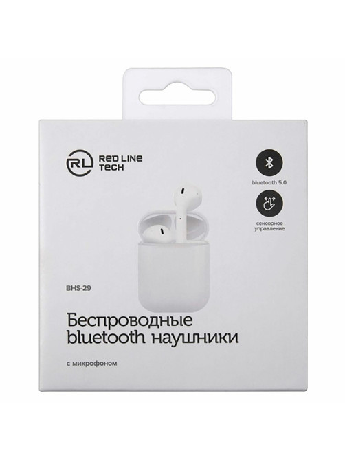 Наушники с микрофоном (гарнитура) RED LINE BHS - 29, Bluetooth, беспроводные, белые, УТ000023018