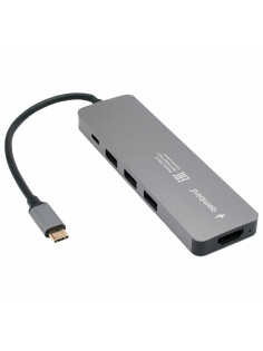 Док-станция GEMBIRD Type-C 5 в 1: 3хUSB3.1, PD100W, HDMI, кабель 17 см, алюминий, UHB-D1