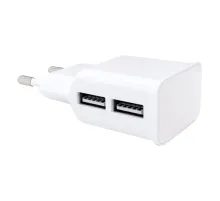 Зарядное устройство сетевое (220 В) RED LINE NT-2A, 2 порта USB, выходной ток 2,1 А, белое, УТ000009405