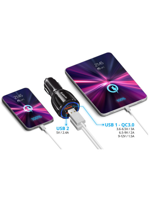 Зарядное устройство АВТОМОБИЛЬНОЕ, 2 порта USB, выходной ток 3А, черное, DEFENDER UCA-100, 83833