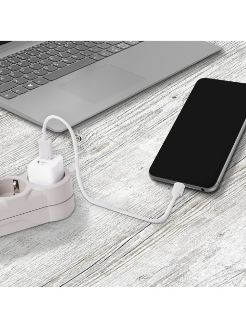 Зарядное устройство сетевое (220В) SONNEN, 2 порта USB, выходной ток 2,1 А, белое, 454797